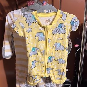 Little Sleepies yellow elephant romper